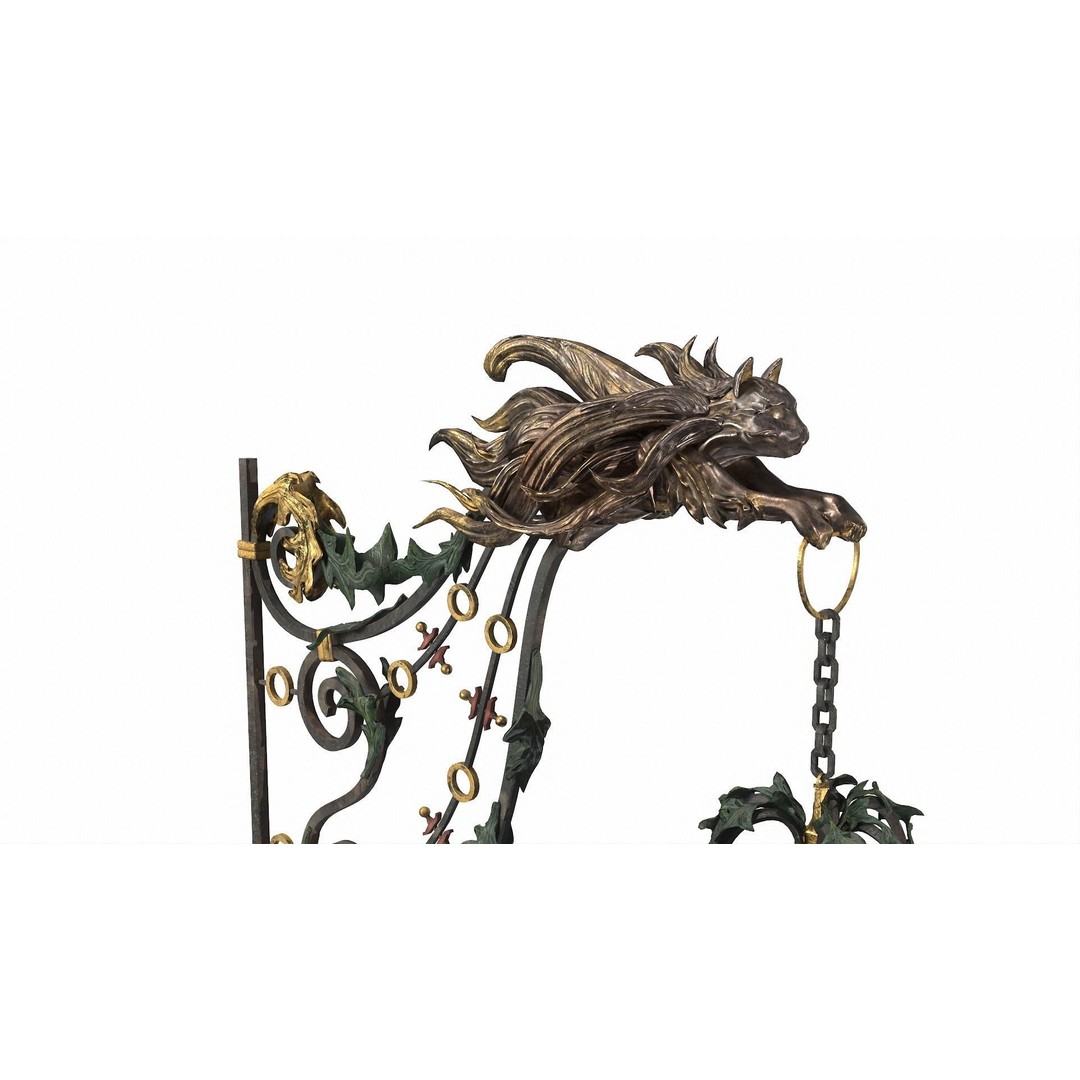 Victorian Street Light Cat 3D Model – Low Poly Game Asset, FBX - View 26