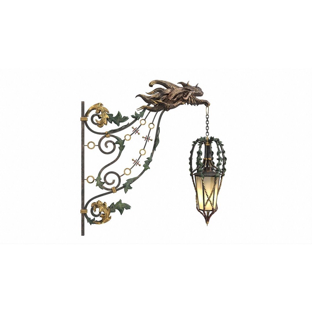 Victorian Street Light Cat 3D Model – Low Poly Game Asset, FBX - View 28