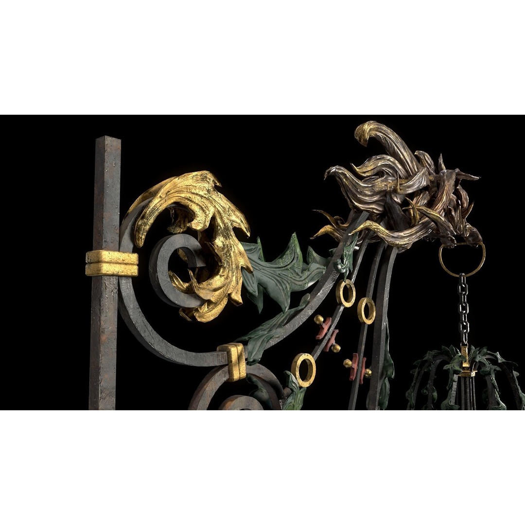 Victorian Street Light Cat 3D Model – Low Poly Game Asset, FBX - View 31