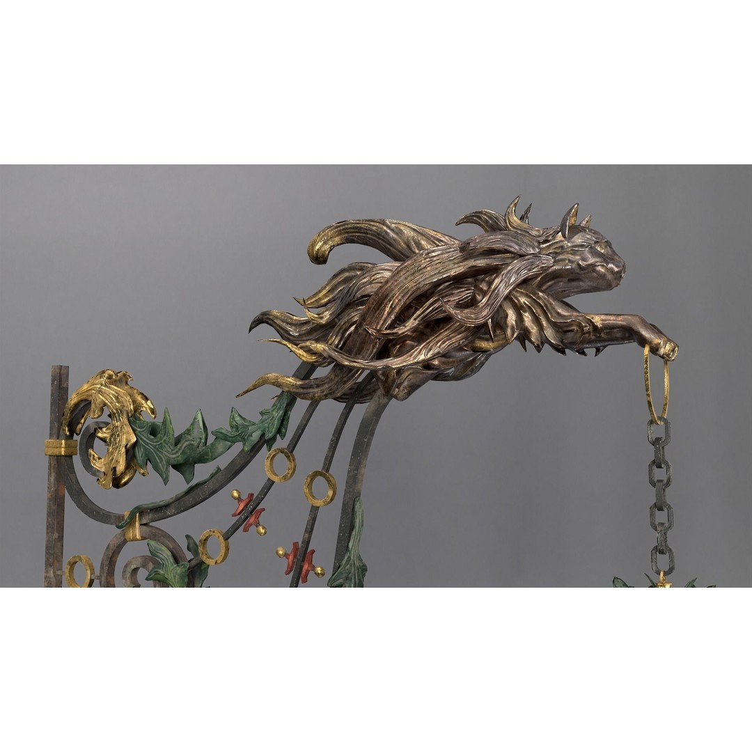 Victorian Street Light Cat 3D Model – Low Poly Game Asset, FBX - View 32