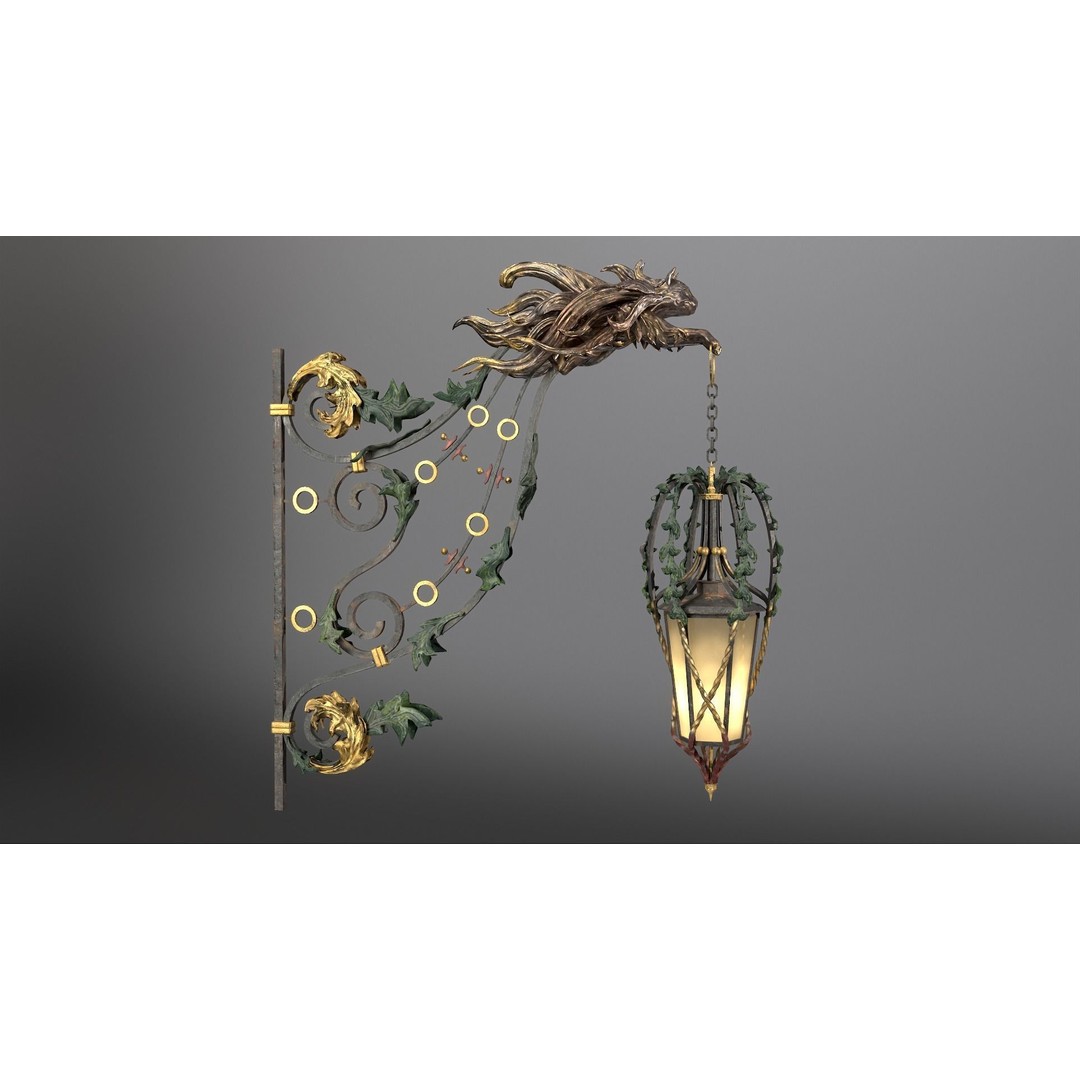 Victorian Street Light Cat 3D Model – Low Poly Game Asset, FBX - View 33