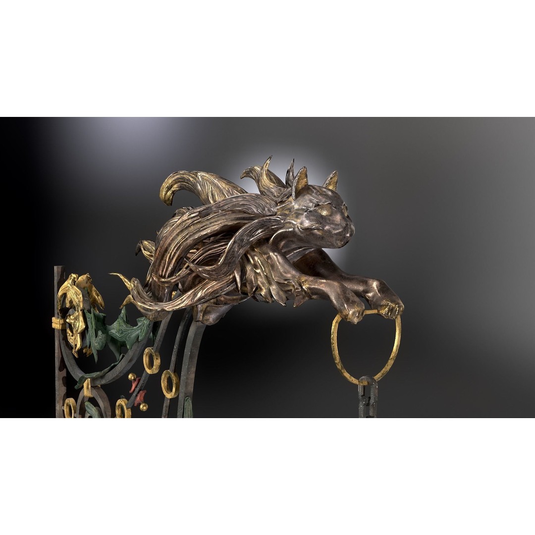 Victorian Street Light Cat 3D Model – Low Poly Game Asset, FBX - View 34