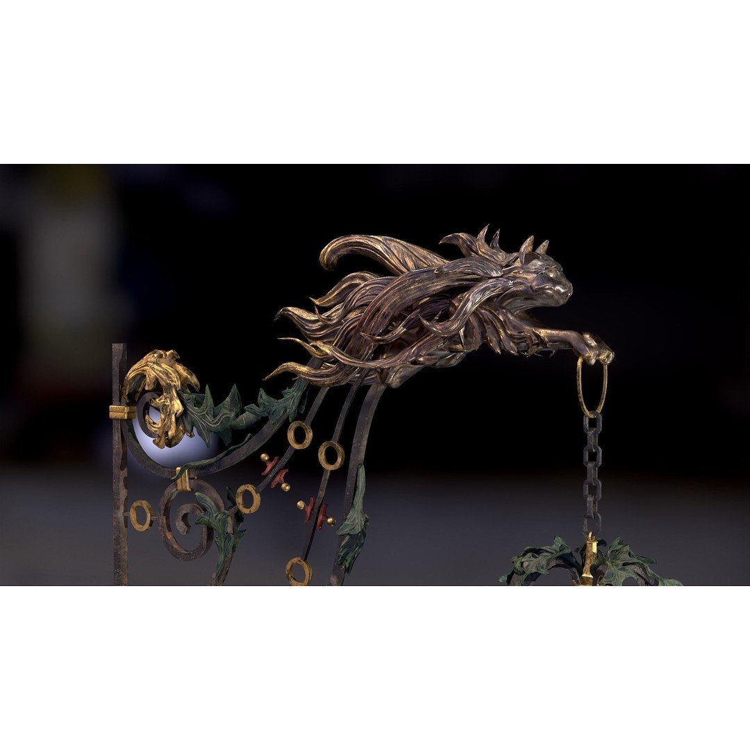 Victorian Street Light Cat 3D Model – Low Poly Game Asset, FBX - View 36