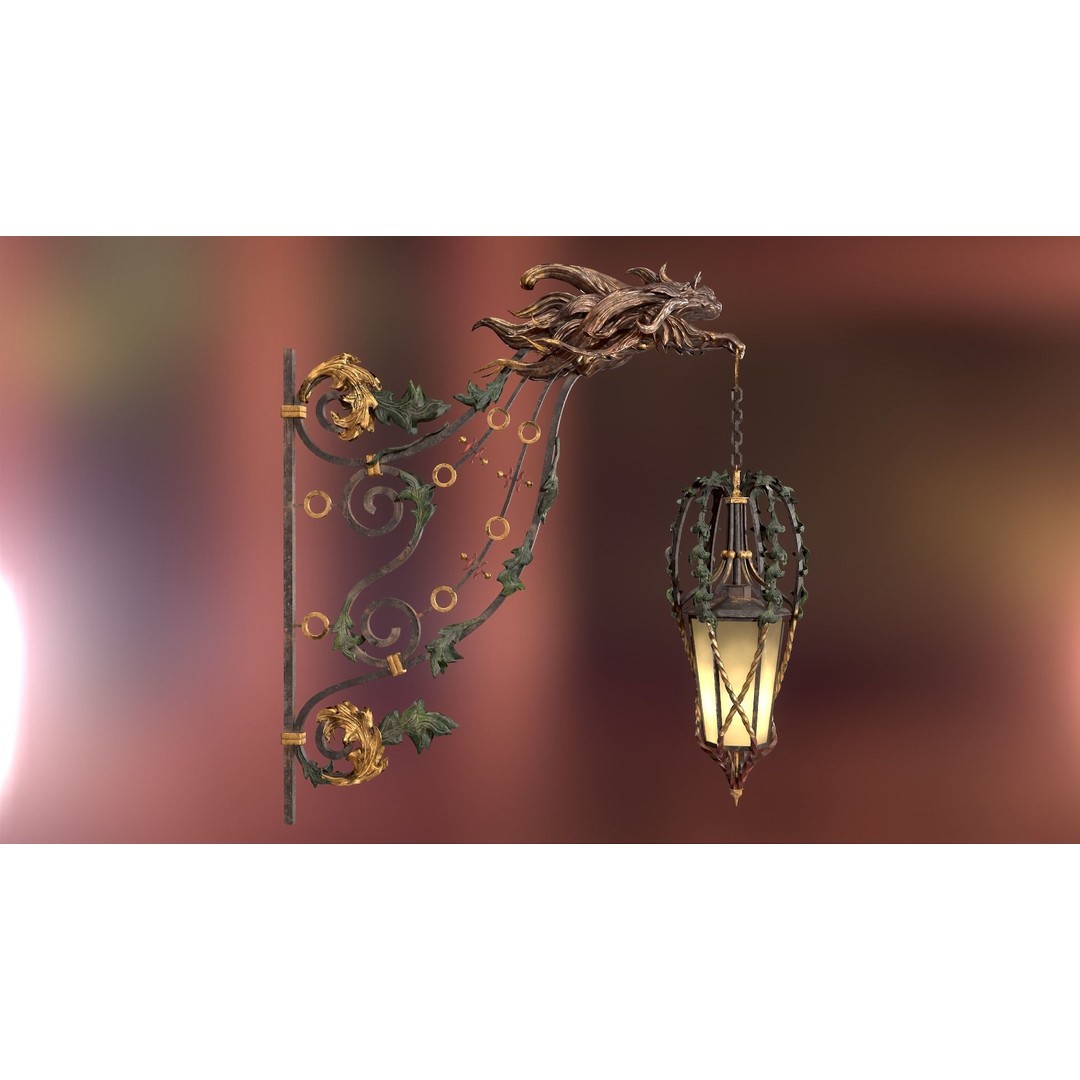 Victorian Street Light Cat 3D Model – Low Poly Game Asset, FBX - View 38