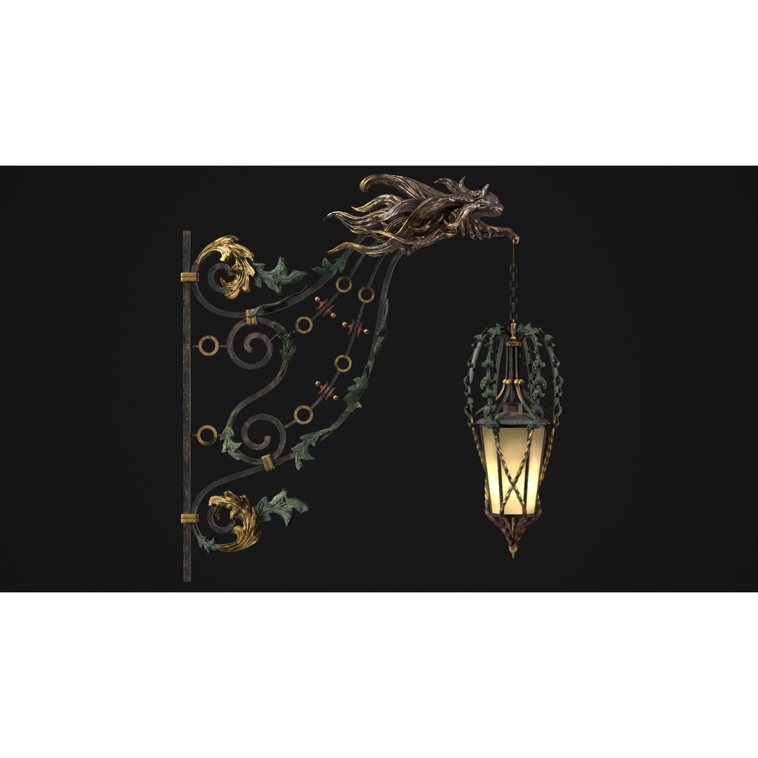 Victorian Street Light Cat 3D Model – Low Poly Game Asset, FBX - View 39