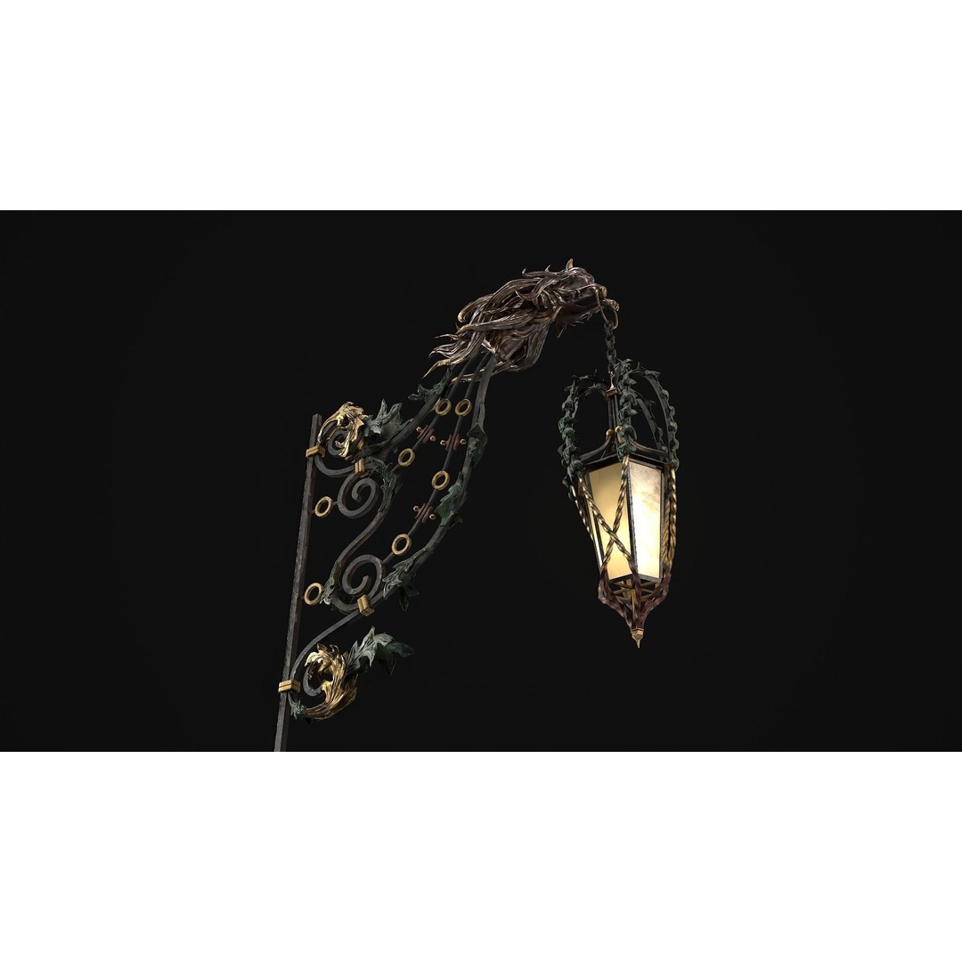 Victorian Street Light Cat 3D Model – Low Poly Game Asset, FBX - View 4