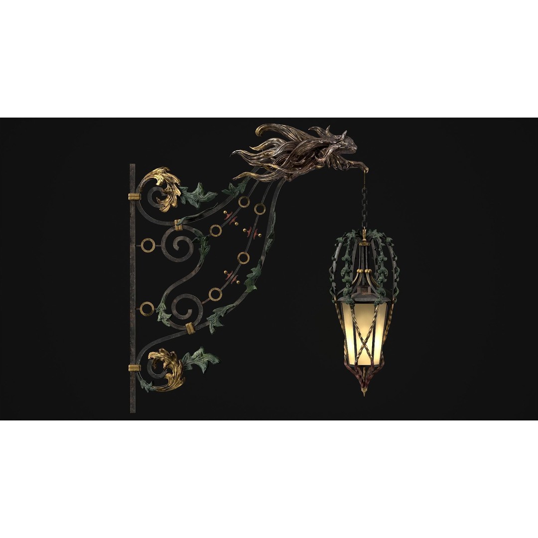 Victorian Street Light Cat 3D Model – Low Poly Game Asset, FBX - View 40