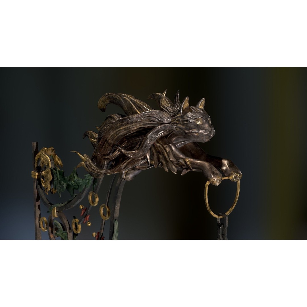 Victorian Street Light Cat 3D Model – Low Poly Game Asset, FBX - View 41