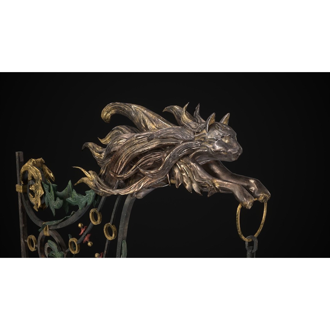 Victorian Street Light Cat 3D Model – Low Poly Game Asset, FBX - View 5