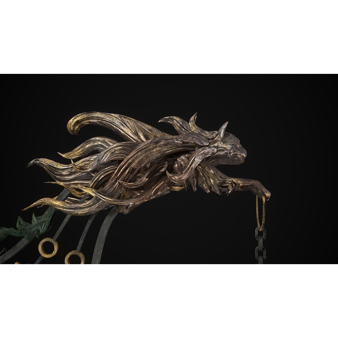 Victorian Street Light Cat 3D Model – Low Poly Game Asset, FBX - View 7