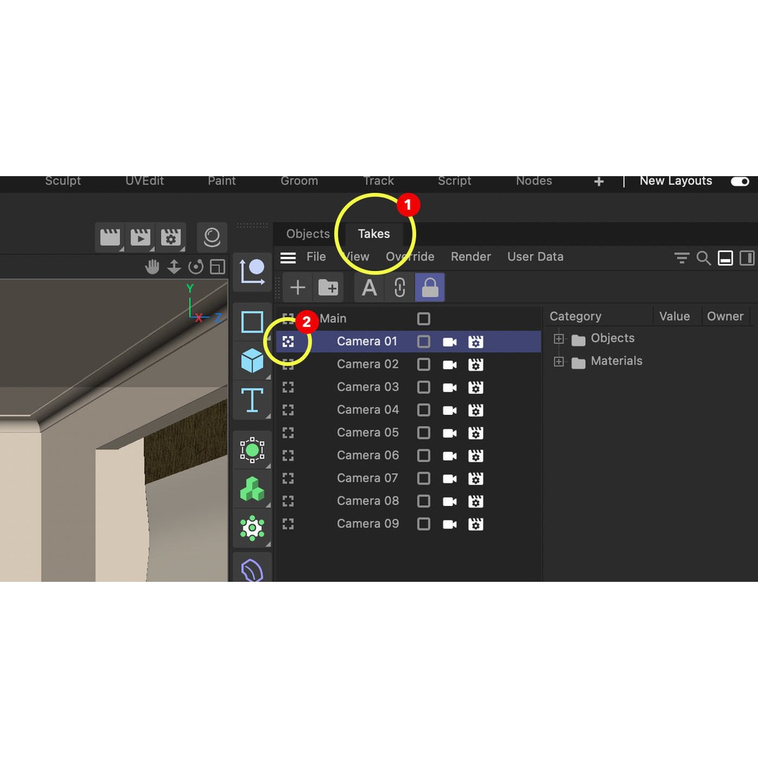 Caulfield North Interior Scene 3D Model – Modern Design, C4D, PBR