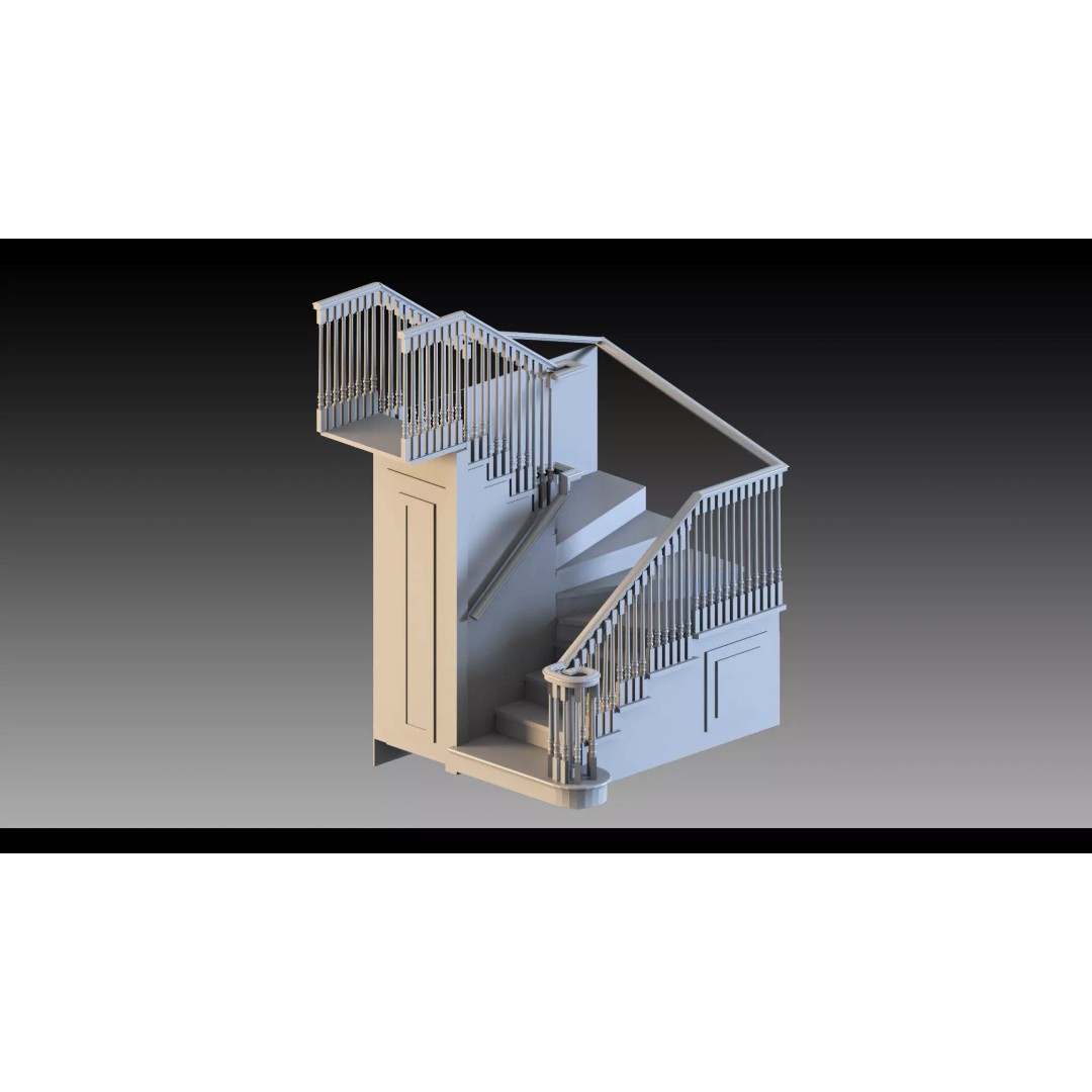 Luxury Grand Classic Staircase 3D Model – Timeless Design, FBX & Blender - View 10