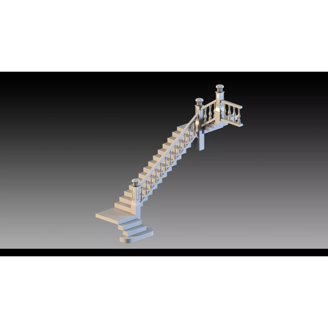 Luxury Grand Classic Staircase 3D Model – Timeless Design, FBX & Blender - View 11