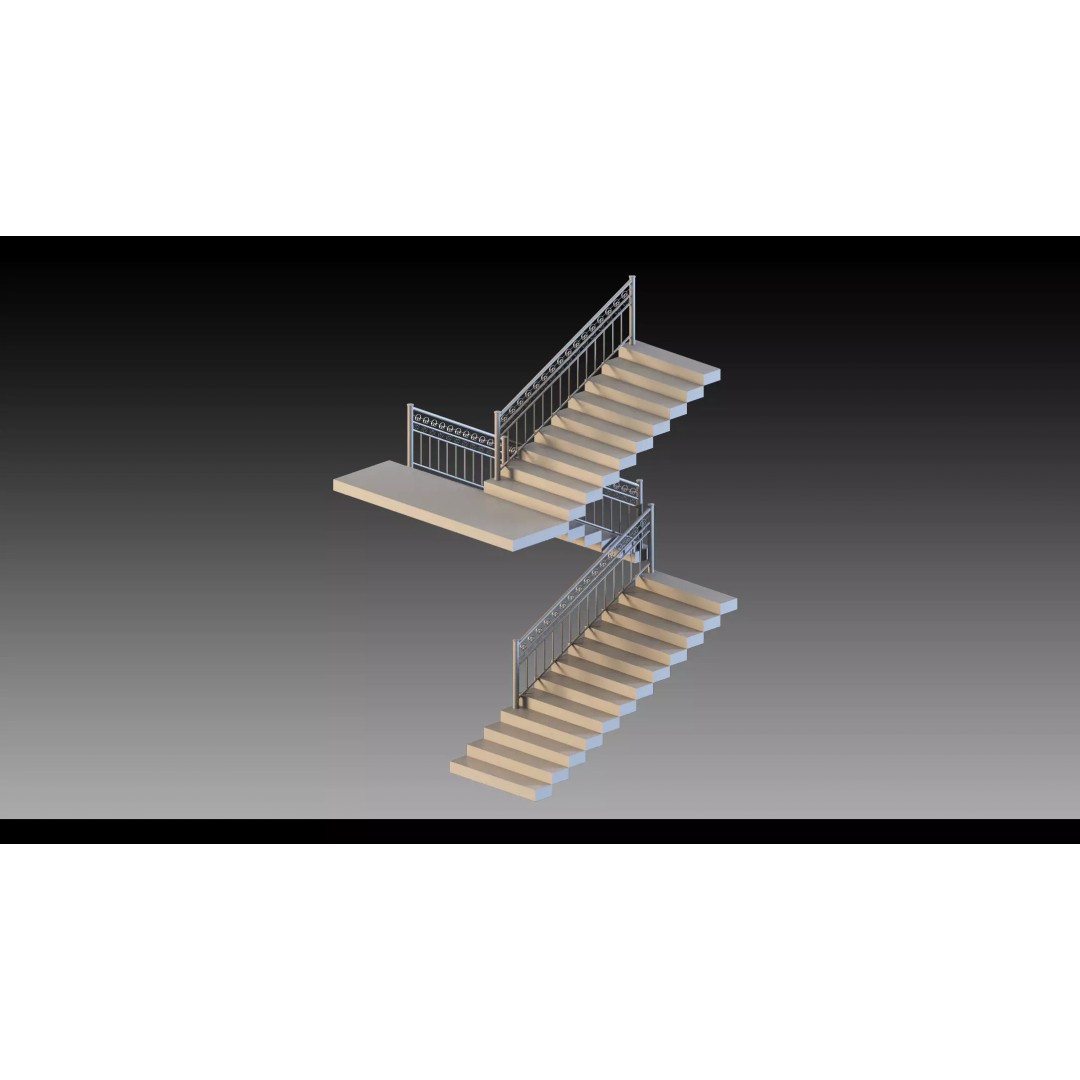 Luxury Grand Classic Staircase 3D Model – Timeless Design, FBX & Blender - View 13