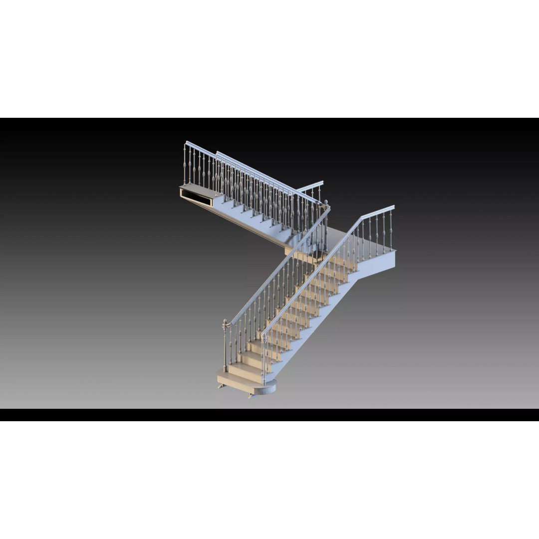 Luxury Grand Classic Staircase 3D Model – Timeless Design, FBX & Blender - View 15