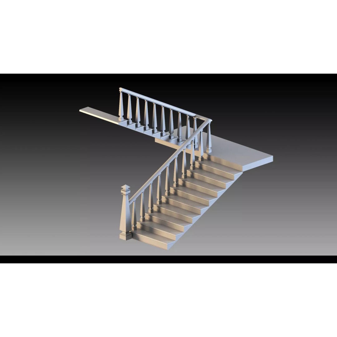 Luxury Grand Classic Staircase 3D Model – Timeless Design, FBX & Blender - View 16
