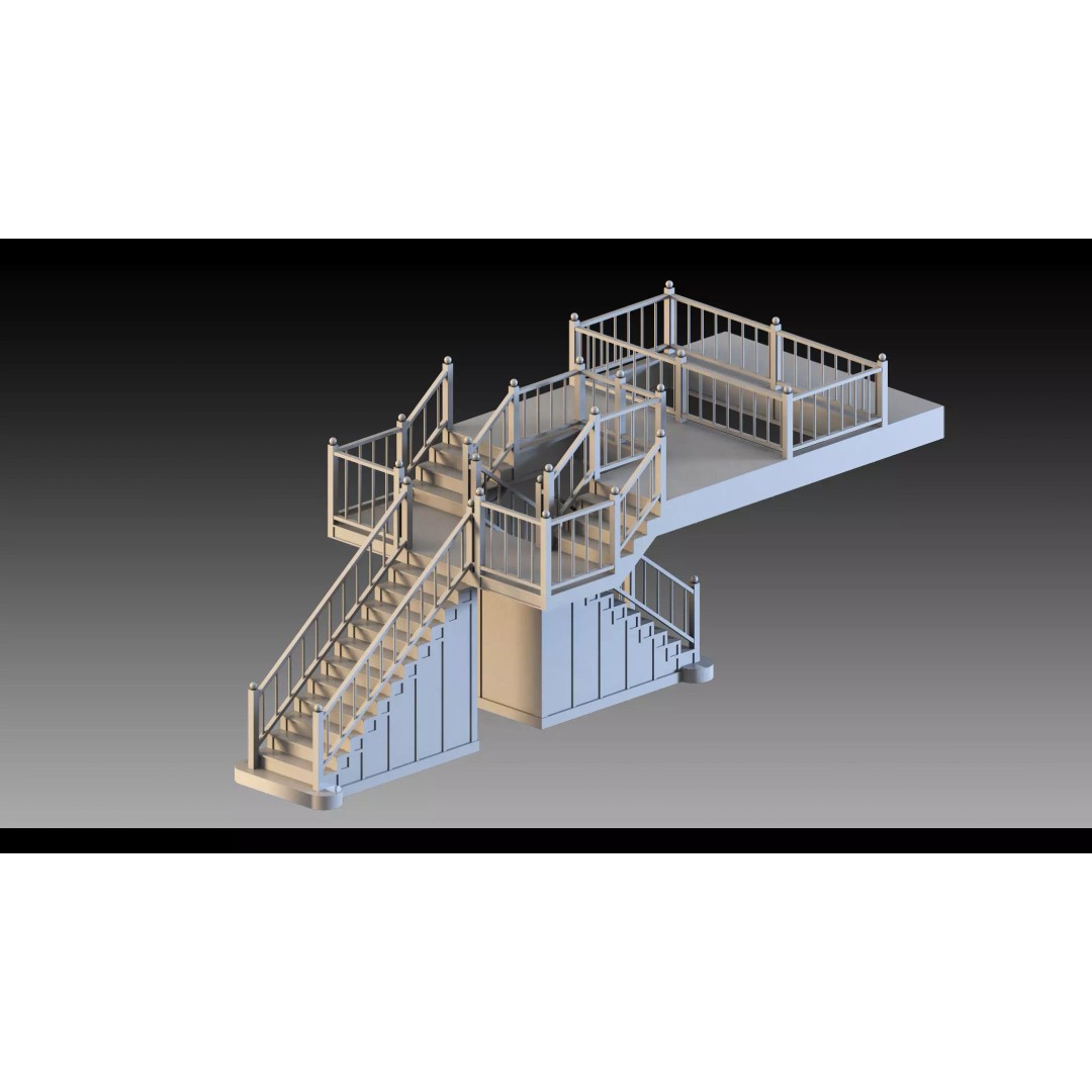 Luxury Grand Classic Staircase 3D Model – Timeless Design, FBX & Blender - View 17