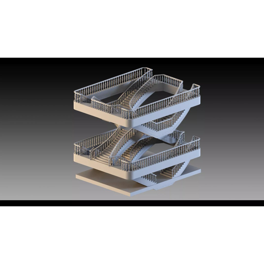 Luxury Grand Classic Staircase 3D Model – Timeless Design, FBX & Blender - View 5