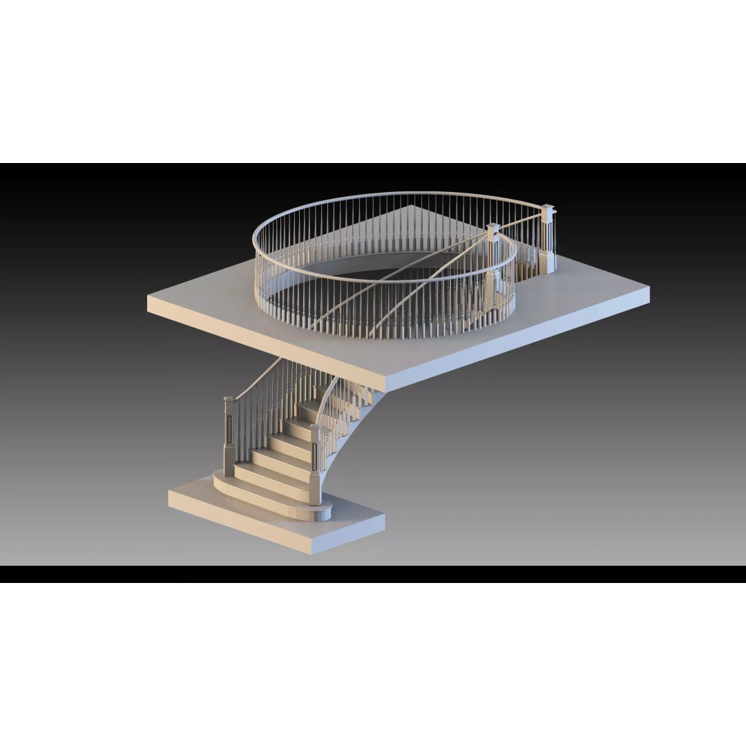 Luxury Grand Classic Staircase 3D Model – Timeless Design, FBX & Blender - View 8