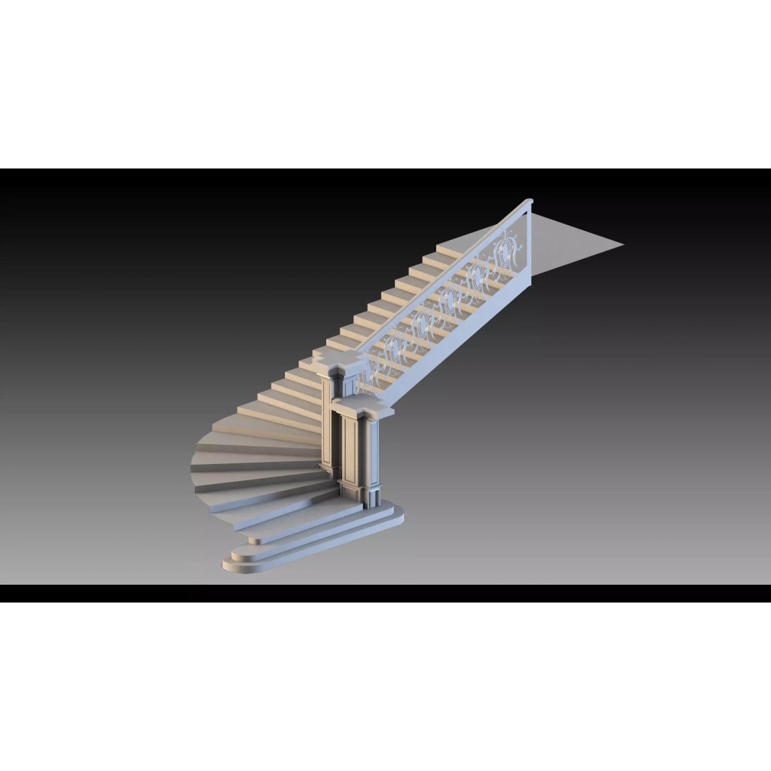 Luxury Grand Classic Staircase 3D Model – Timeless Design, FBX & Blender - View 9