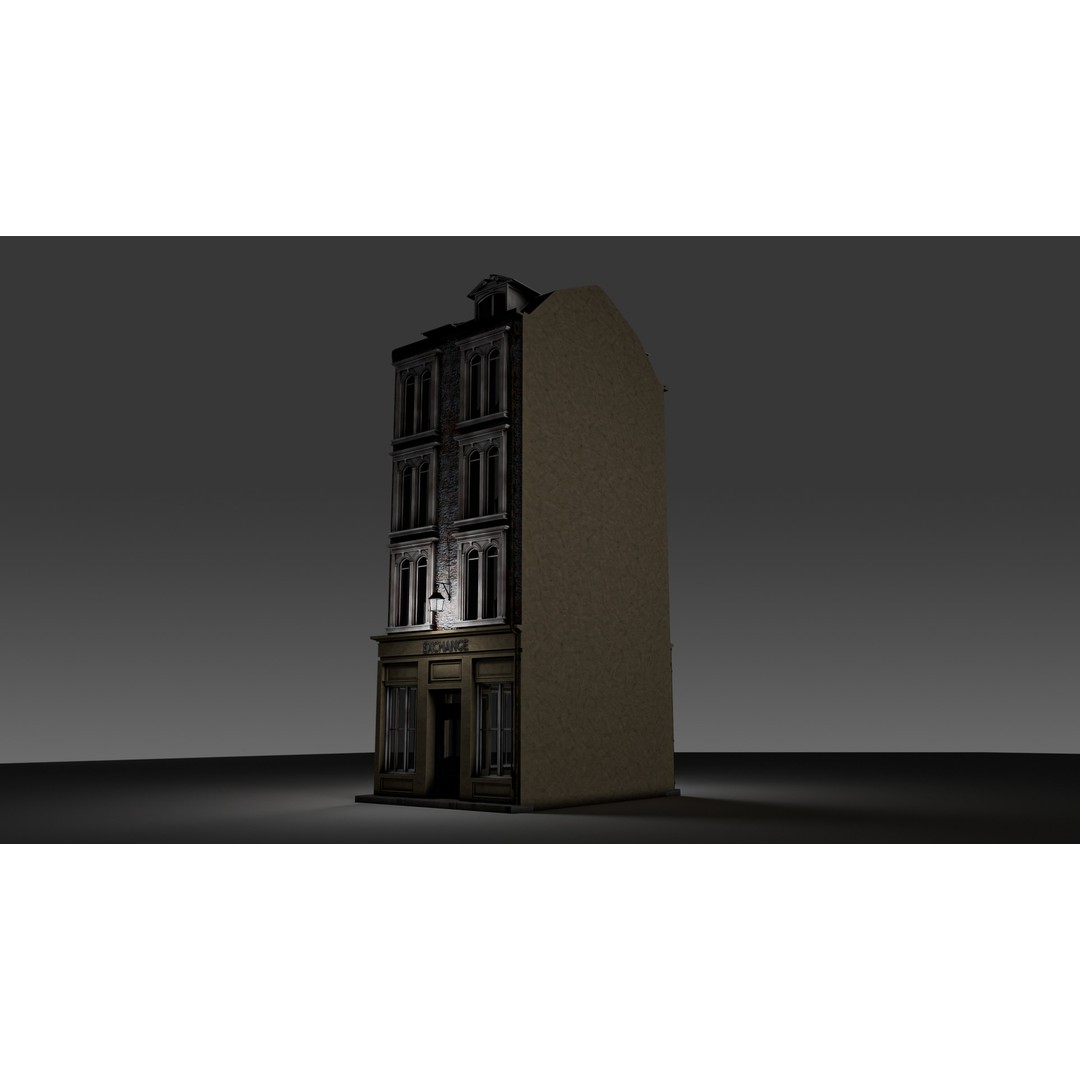3 Piece Modular European Shop Apartment Building 3D Model – Game-Ready, PBR Textures, Blender - View 10