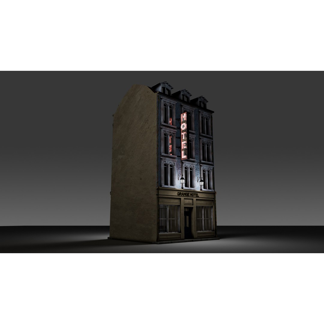 3 Piece Modular European Shop Apartment Building 3D Model – Game-Ready, PBR Textures, Blender - View 12