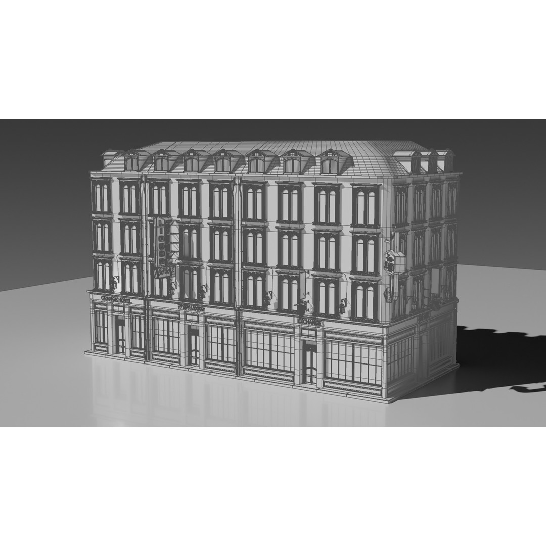 3 Piece Modular European Shop Apartment Building 3D Model – Game-Ready, PBR Textures, Blender - View 29
