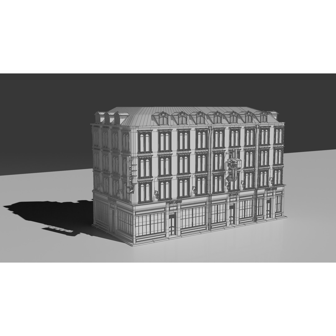 3 Piece Modular European Shop Apartment Building 3D Model – Game-Ready, PBR Textures, Blender - View 30