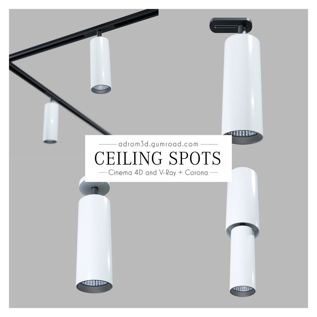 Spot Set 3D Model – Modern Ceiling Lighting for Cinema 4D, V-Ray, Corona - View 4