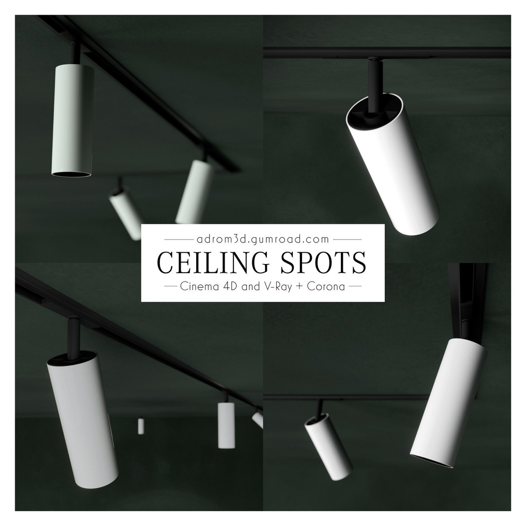 Spot Set 3D Model – Modern Ceiling Lighting for Cinema 4D, V-Ray, Corona - View 6