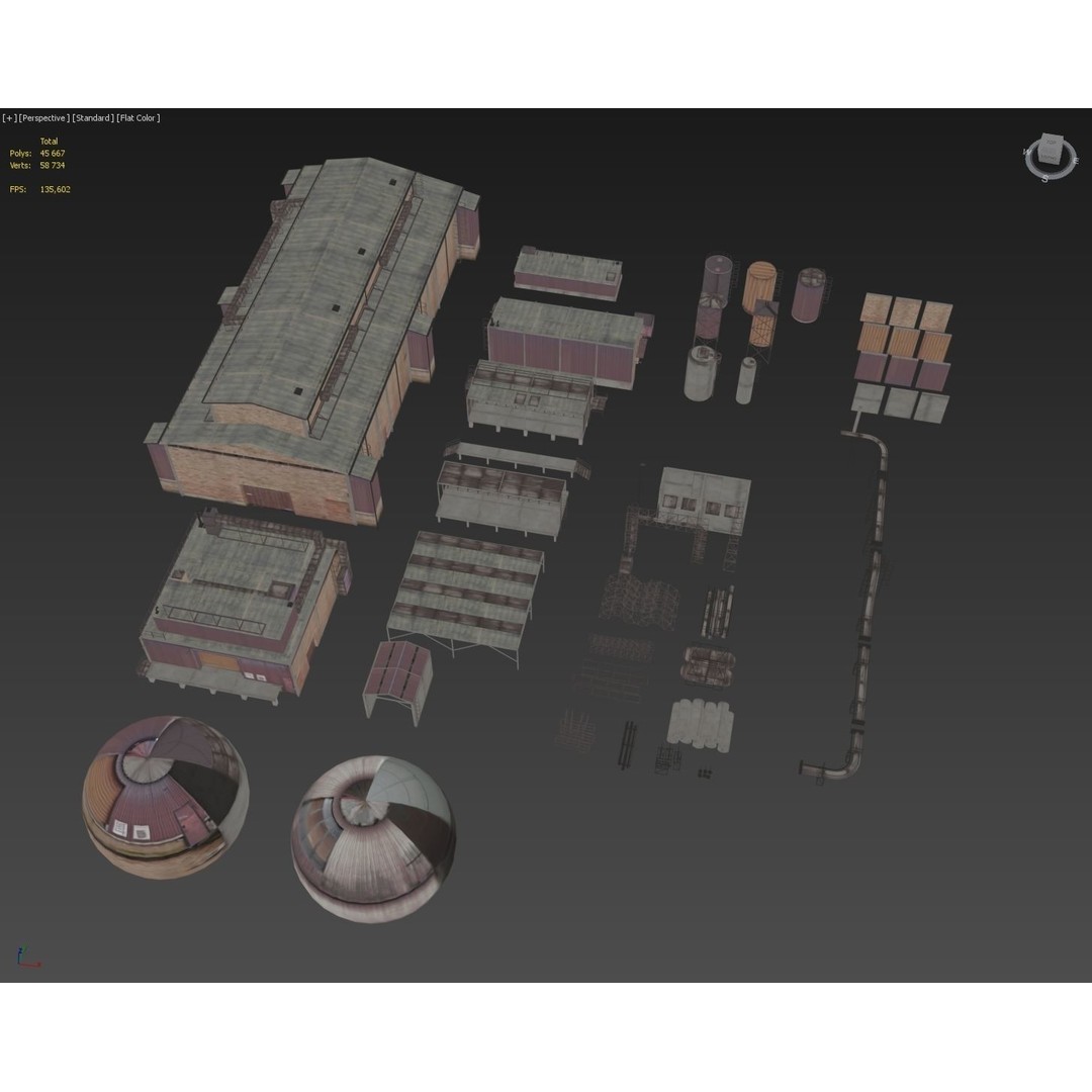 Industrial Buildings 3D Model – Low Poly Collection for Game Assets, FBX, OBJ - View 16