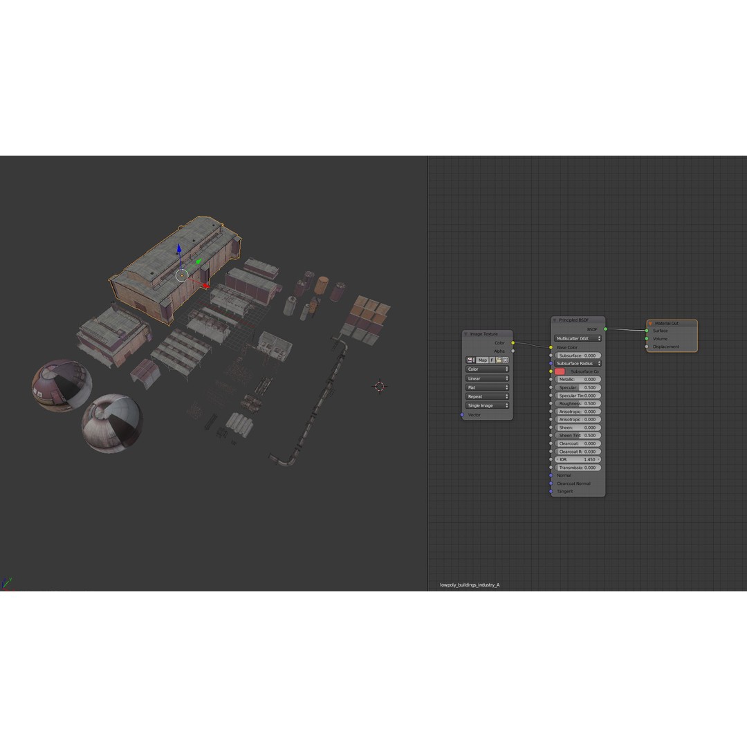 Industrial Buildings 3D Model – Low Poly Collection for Game Assets, FBX, OBJ - View 3