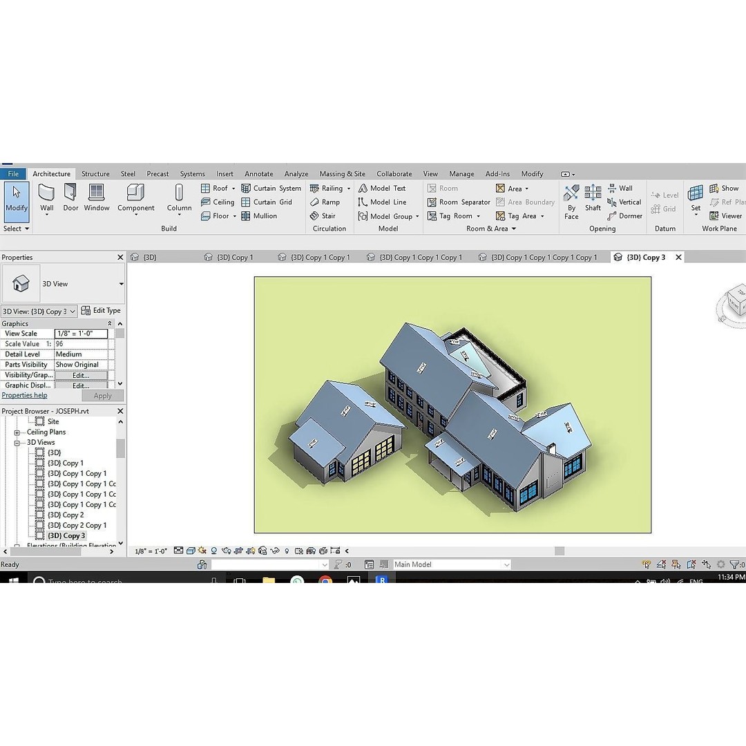 Two-Storey Wood House 3D Model – Modern Revit Architecture, FBX - View 10
