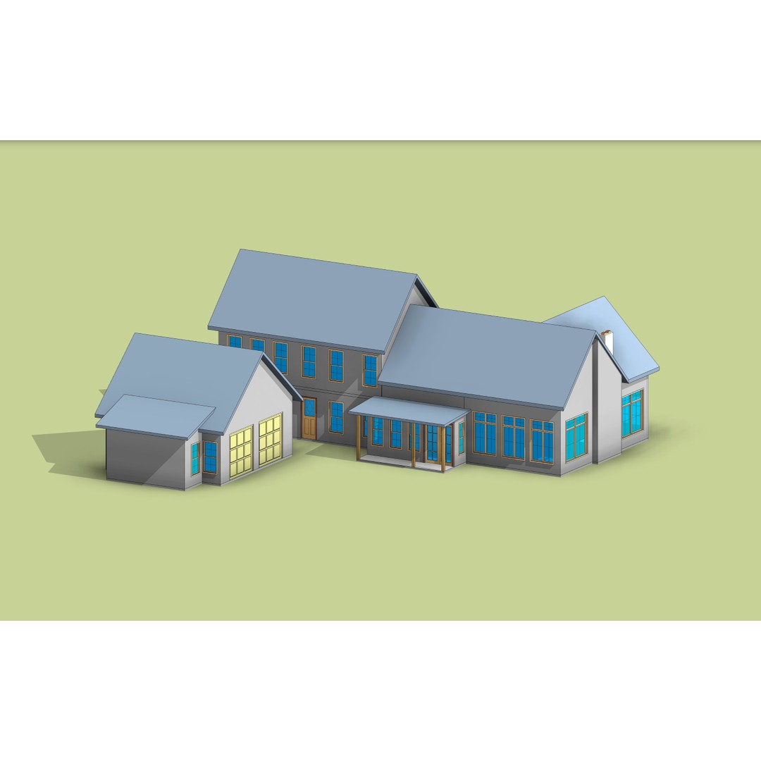 Two-Storey Wood House 3D Model – Modern Revit Architecture, FBX - View 12