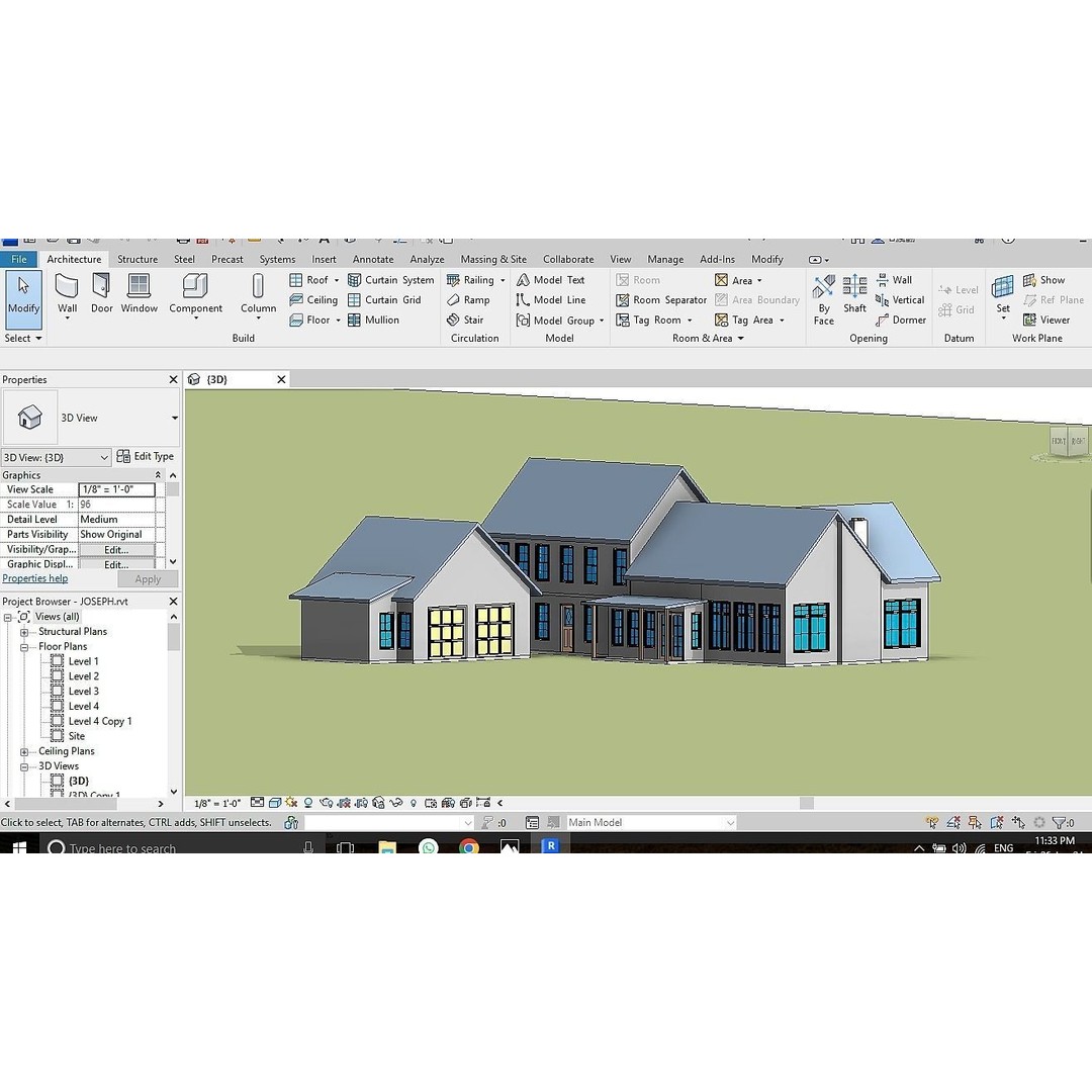 Two-Storey Wood House 3D Model – Modern Revit Architecture, FBX - View 4