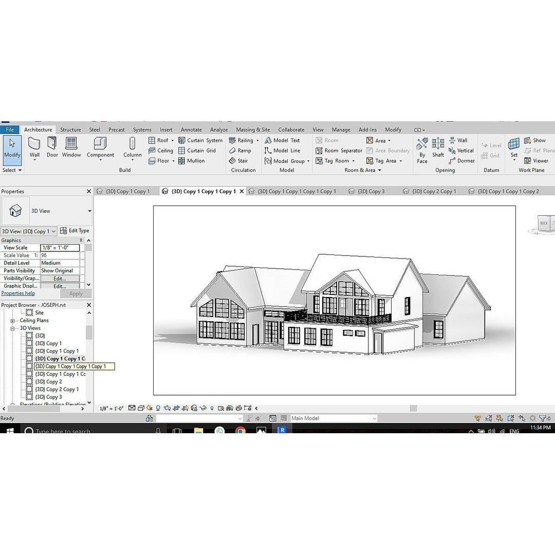Two-Storey Wood House 3D Model – Modern Revit Architecture, FBX - View 8