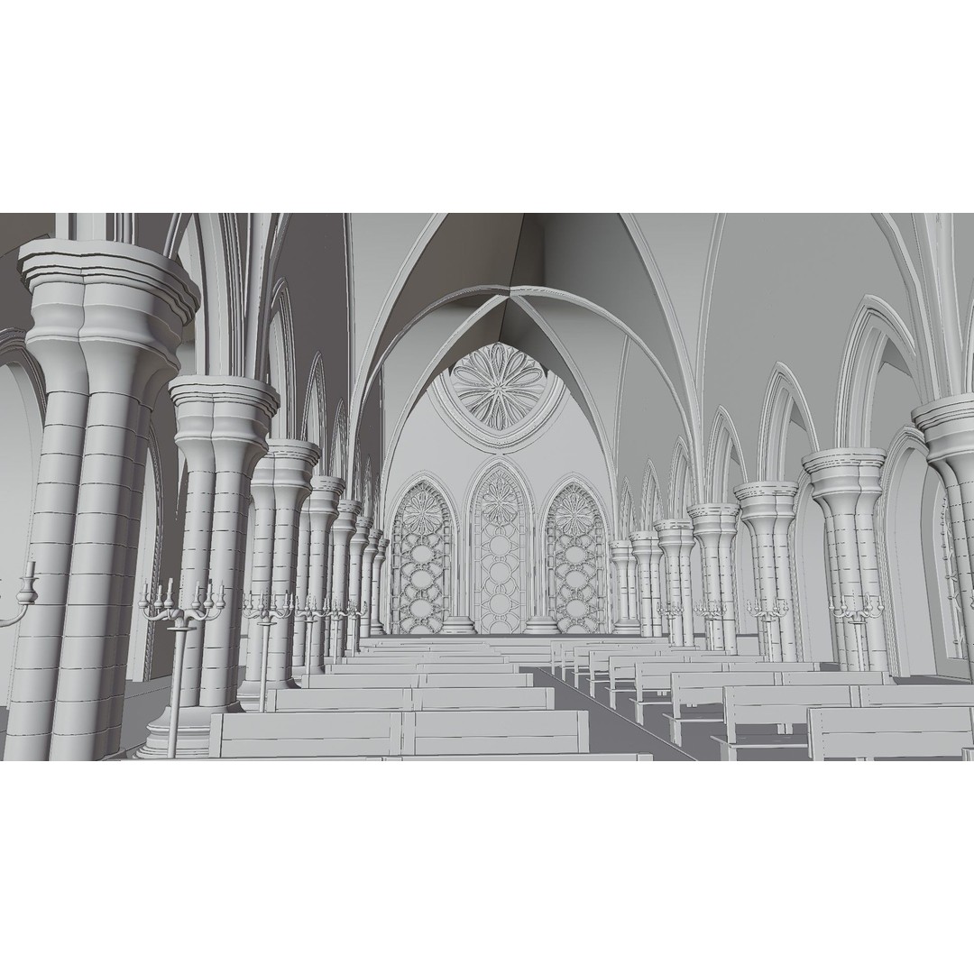 Church Cathedral 3D Model – Low Poly Historic Exterior, Blender