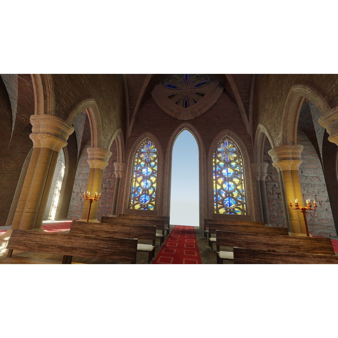 Church Cathedral 3D Model – Low Poly Historic Exterior, Blender - View 10