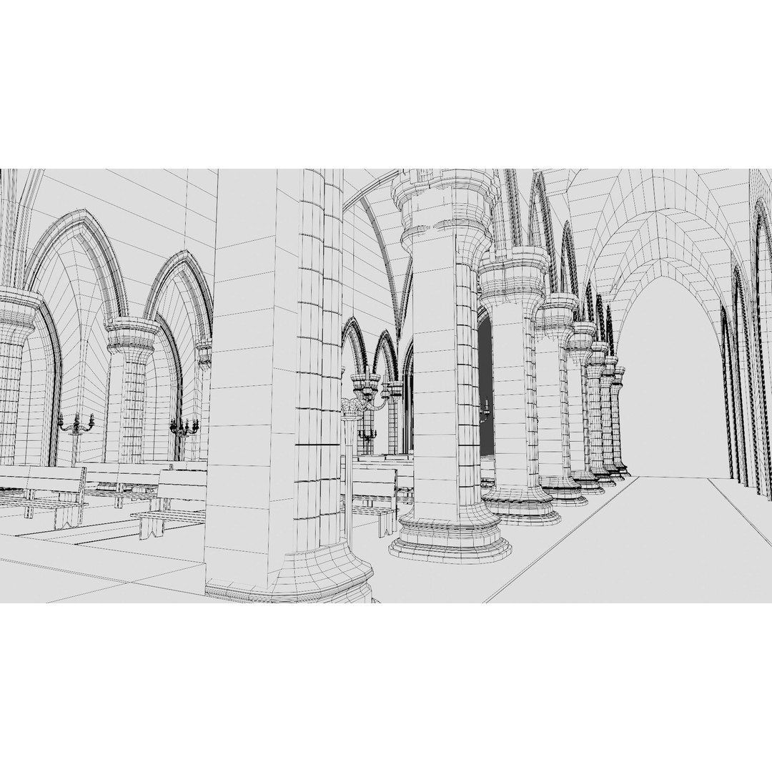 Church Cathedral 3D Model – Low Poly Historic Exterior, Blender - View 14