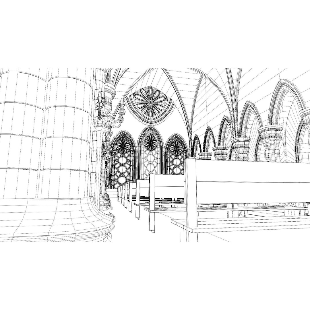 Church Cathedral 3D Model – Low Poly Historic Exterior, Blender - View 15