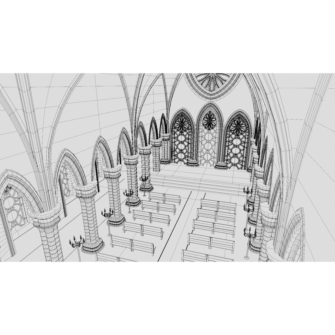 Church Cathedral 3D Model – Low Poly Historic Exterior, Blender - View 16
