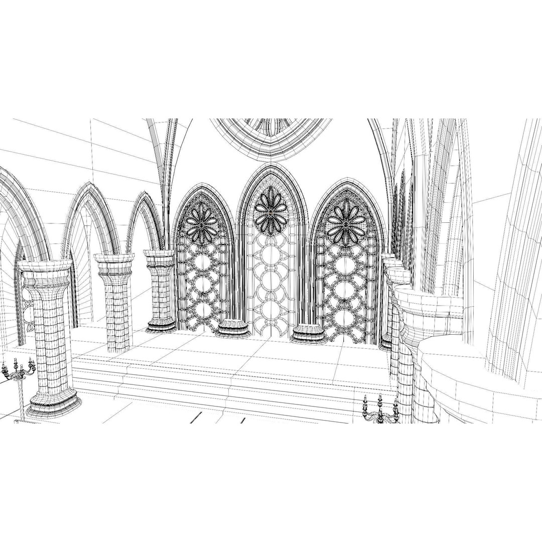 Church Cathedral 3D Model – Low Poly Historic Exterior, Blender - View 17