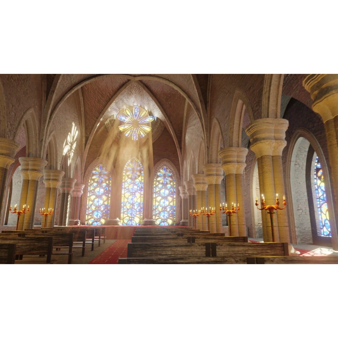 Church Cathedral 3D Model – Low Poly Historic Exterior, Blender - View 2