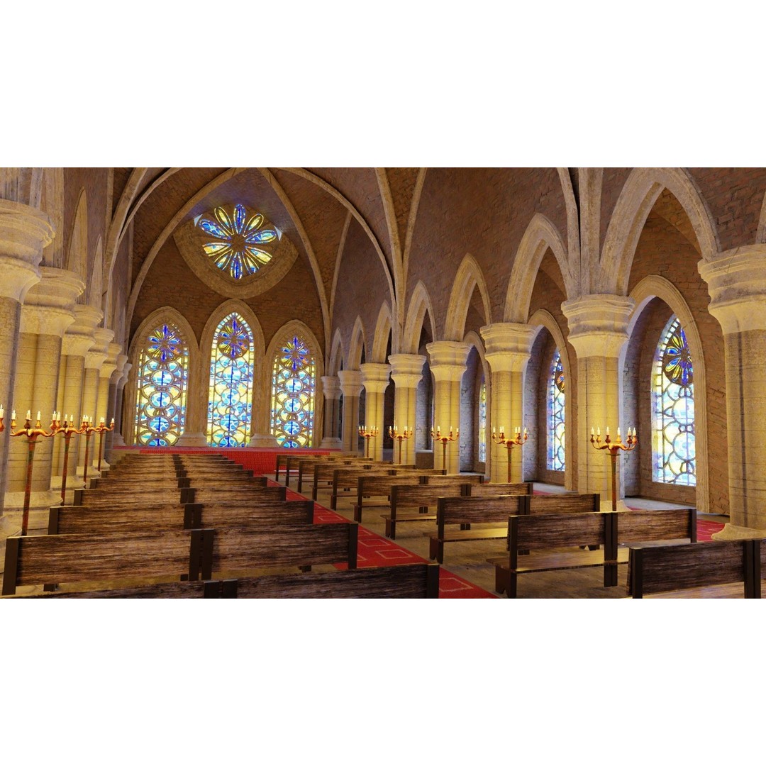 Church Cathedral 3D Model – Low Poly Historic Exterior, Blender - View 3