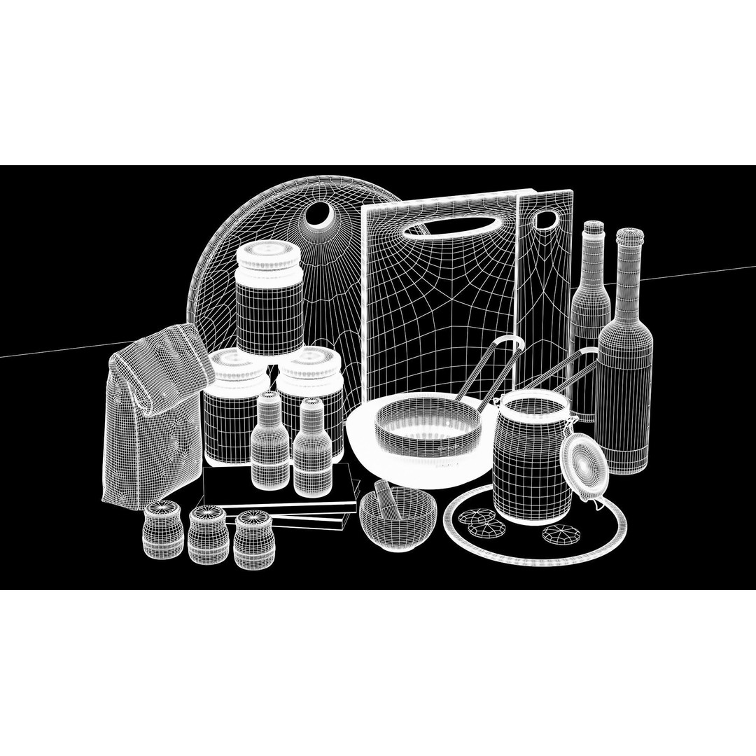 Kitchen Accessories 3D Model – Fully Textured Interior Scene, Corona Renderer