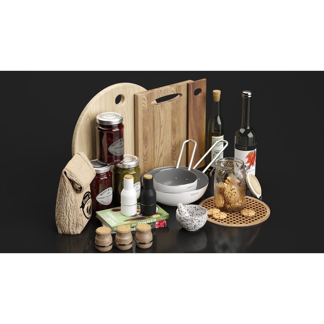 Kitchen Accessories 3D Model – Fully Textured Interior Scene, Corona Renderer - View 10