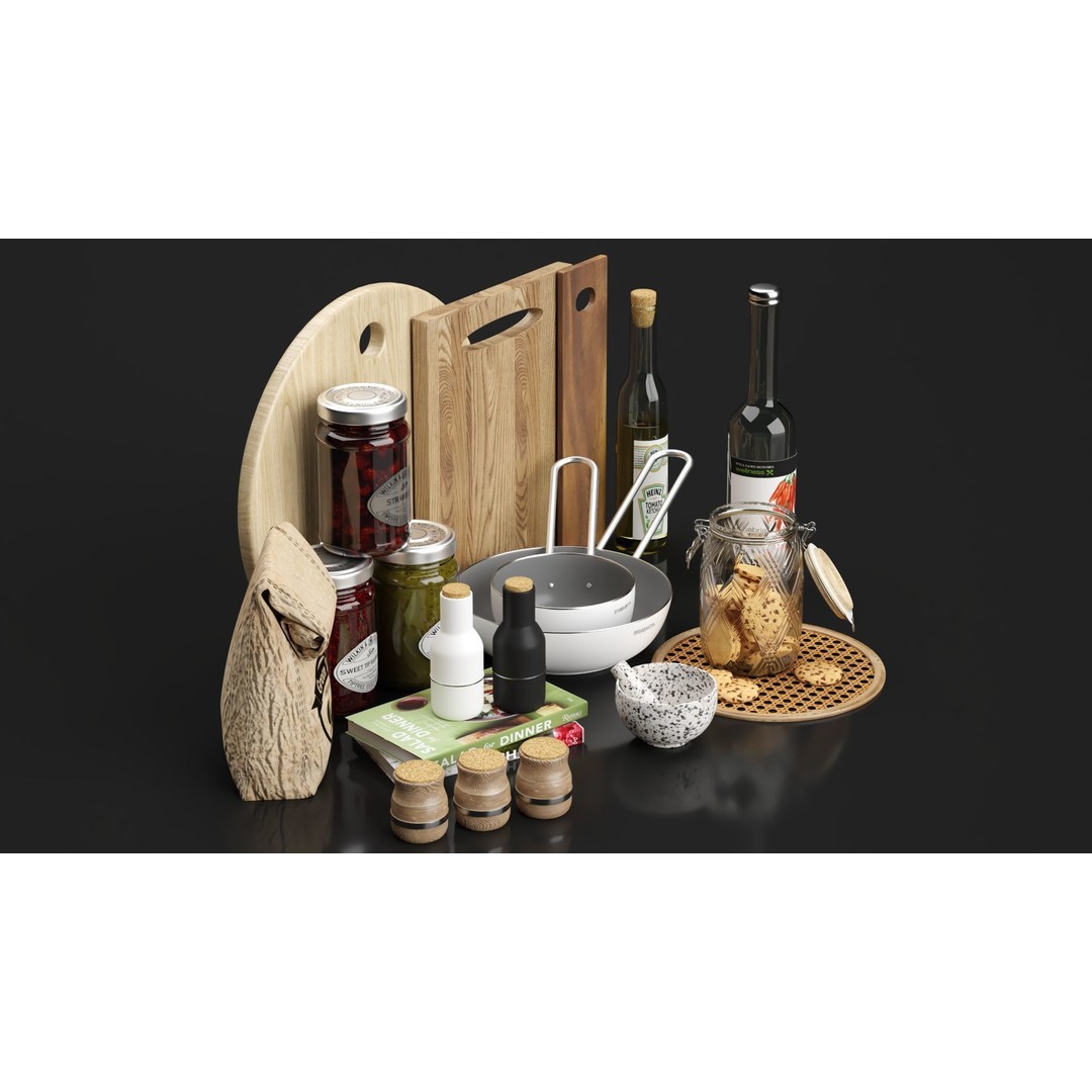 Kitchen Accessories 3D Model – Fully Textured Interior Scene, Corona Renderer - View 11