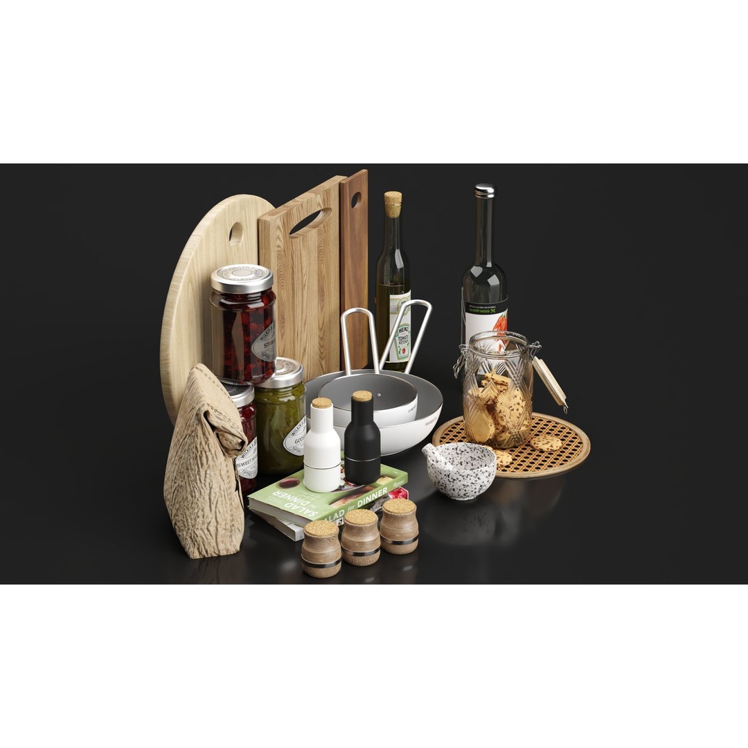 Kitchen Accessories 3D Model – Fully Textured Interior Scene, Corona Renderer - View 12