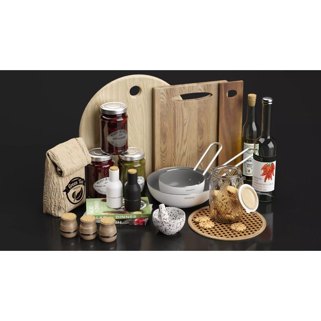 Kitchen Accessories 3D Model – Fully Textured Interior Scene, Corona Renderer - View 2