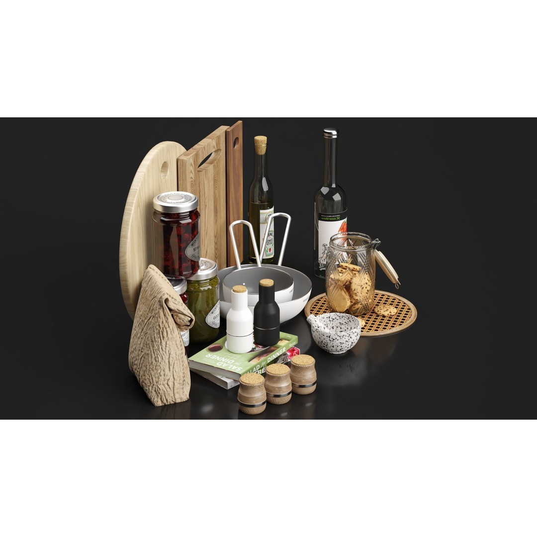 Kitchen Accessories 3D Model – Fully Textured Interior Scene, Corona Renderer - View 3